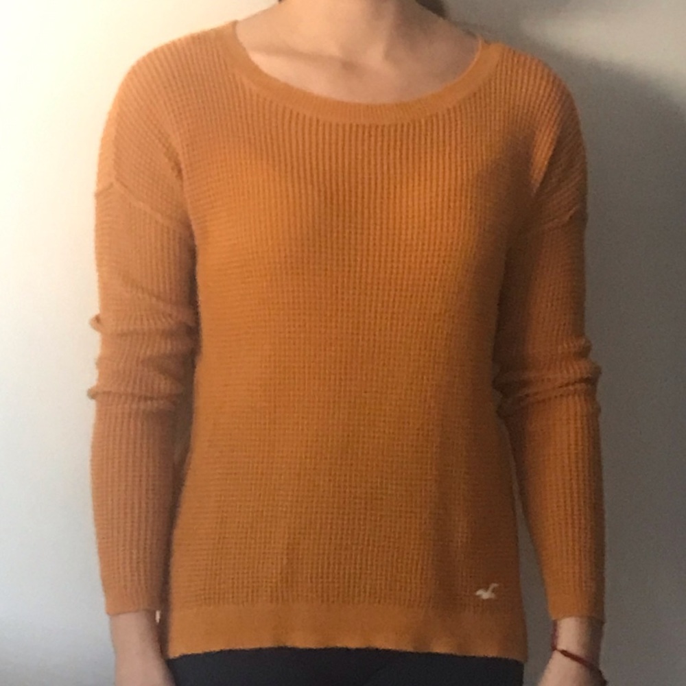 Waffle knit long sleeve sweater